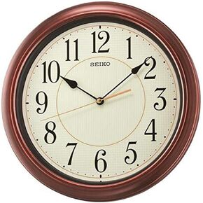 Seiko 13 Inch Numbered Wood Finish Wall Clock,Brown