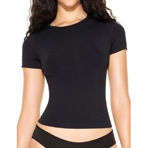 Women's Basic T-Shirt Crew Neck Tee Short Sleeve Slim Fit Y2K Casual Crop Top