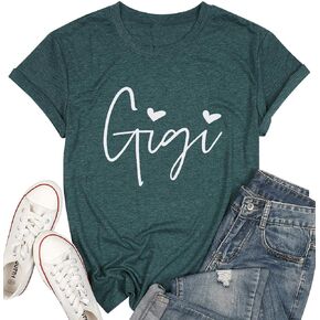 Gigi Shirts for Grandma Women Gigi Heart Graphic Tshirts Tops Letter Printed Short Sleeve Mimi Tees Shirt