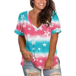 Plus-Size Tops for Women Short Sleeve Eyelet Shirts V Neck Side Split Tunics XL-5XL in Kuwait