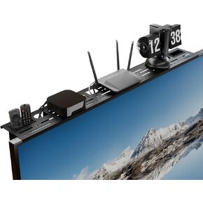 TV Top Shelf, 35.4" Computer Flat Screen Mount Floating Stand with Storage Boxes,Holder for Apple TV,Cable Boxes,Soundbar,Speaker,Remote Control,Tv Accessories