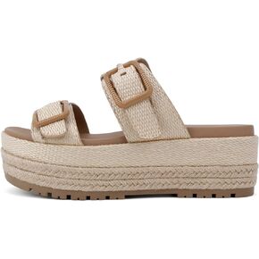 Soda “Funny" ~ Women Round Toe Double Buckle Strap Slip-On Platform Wedge Sandal