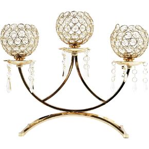 Allgala 3-Arm Bowls Tealight Candelabra Candle Holder-Gold-HD89005