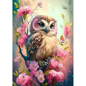 MOBDEA البومة الماس مجموعات الرسم الفني للبالغين، DIY 5D زهرة الماس الفن الطلاء مع الماس جولة الحيوان الحفر الكامل جوهرة الفن مجموعة الطلاء لهدايا ديكور الحائط المنزل 30 × 40 سم in Kuwait