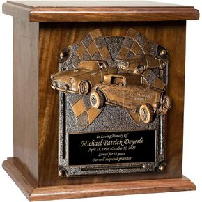Cremation Urn for Car Lovers, Muscle Car Wooden Funeral Urn with Engraving for Car Collectors
