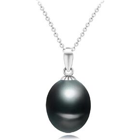 Genuine Freshwater Cultured Pearl Pendant Necklace For Women,14k White Gold Plated 925 Sterling Silver Pearl Drop Necklace Girls Wedding