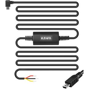 KAWA Dash Cam Hardwire Kit, Copatible with D8 4K Dash Cam, Mini USB 11ft Hard Wire Kit for Dash Camera, Converts 12V-24V to 5V, 24H Parking Monitor Mode, Low Voltage Protection(Not compatible with D6)