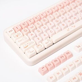 Cat Keycaps Set Mao Profile Cute Keycaps 142 Keys Custom Dye-Sublimation PBT Keyboard Keycaps for 60% 65% 70% 75% Cherry Gateron MX Switches Mac Windows PC Mechanical Keyboards