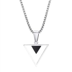 Triangle Pendant Necklace For Men: Silver Chain With Pendant Long Stainless Steel Necklace Collar Para Hombre Handmade Geometric Necklace For Men Gift (Style 2)
