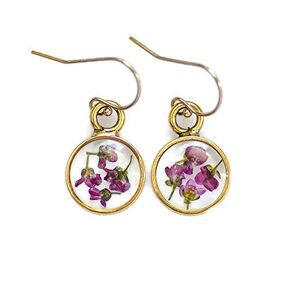 Olive Bella™ Handmade Alyssum Flower Earrings for Women 14k Gold Filled Ear Wire, 1" Drop Length