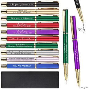 PerKoop 50 Set Employee Thank You Gift Bulk Coworker Appreciation Quote Pen with Gift Boxes Staff Inspirational Ballpoint Motivational Favor for Team Teacher Nurse Office(Being Awesome)