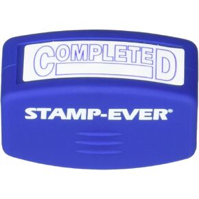 Stamp-Ever Pre-Inked Message Stamp, Completed, Stamp Impression Size: 9/16 x 1-11/16 Inches, Blue (5943)