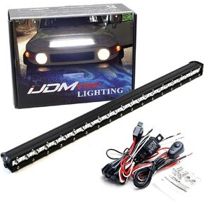 iJDMTOY Hood Scoop Mount 25-Inch Ultra Slim LED Light Bar Kit Compatible with 2007-2014 Toyota FJ Cruiser, Includes (1) 72W High Power LED Lightbar & Mounting Brackets + Relay Wire Kit