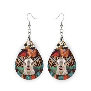 Goat Earrings - Western Goat Teardrop Earrings - Goat Lover - Goat Gift - Farm - Funny Goat