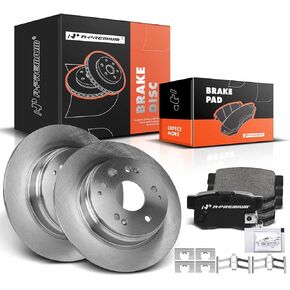 A-Premium 11.12 inch (282.5mm) Rear Solid Disc Brake Rotors + Ceramic Pads Kit Compatible with Select Acura Model - TL 1999 2000 2001 2002 2003 V6 3.2L, 6-PC Set