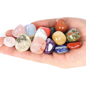 38pcs Polished Stone Set Tumbled Stones,Natural Polished Stone for Meditation,Energy Crystal Healing,Reiki Gift,Chakra Stones and Home Decor(0.6-0.8")