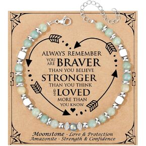 JoycuFF 𝗚𝗶𝗳𝘁𝘀 𝗳𝗼𝗿 𝗪𝗼𝗺𝗲𝗻 𝗚𝗶𝗿𝗹𝘀 Colorful Imperial Jasper Amazonite Moonstone Stainless Steel Beads Bracelet, First Day of School Christmas Birthday Gifts for Women Beautiful Bracelets