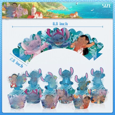 لوازم حفلات أعياد الميلاد من ستيتش، 25 قطعة من زينة الكيك مع أغطية كب كيك لتزيين الكيك من أجل مستلزمات تزيين حفلات أعياد الميلاد in Kuwait