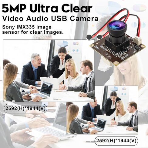 ELP 5mp USB Camera Module with Dual Microphone for Computer Mini Lightburn Camera for Laser Engraver UVC USB2.0 PC Camera 1944P USB Security Camera for Raspberry Pi (120° Low Distortion Lens) in Kuwait