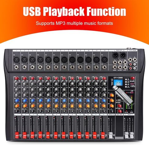 GX6 Professional Sound Board Console 6 Channel Mixer Desktop System Interface Digital USB Computer MP3 Input 48V Phantom Power Stereo DJ Mixer (GX6) in Saudi Arabia