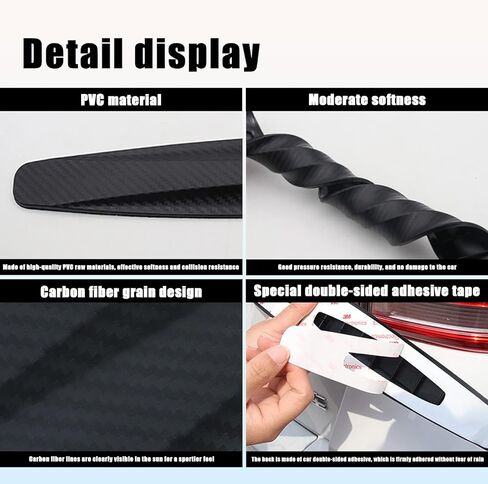 قطعتان من شريط واقي المصد الأمامي الخلفي للسيارة، شرائط مطاطية مضادة للخدش لجانب مصدات السيارة، شريط واقي مصد مطاطي من ألياف الكربون للسيارات شاحنة بيك اب سيارات الدفع الرباعي (أسود) in Kuwait