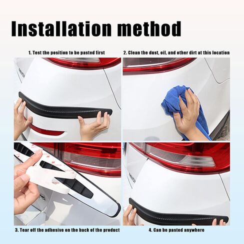 قطعتان من شريط واقي المصد الأمامي الخلفي للسيارة، شرائط مطاطية مضادة للخدش لجانب مصدات السيارة، شريط واقي مصد مطاطي من ألياف الكربون للسيارات شاحنة بيك اب سيارات الدفع الرباعي (أسود) in Kuwait