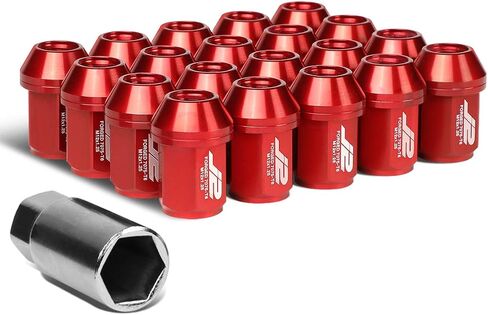 J2 Engineering LN-T7-024-125-BK 20Pcs M12 x 1.25 7075-T6 Aluminum 35mm Close-End Lug Nut w/Socket Adapter (Black) in Saudi Arabia