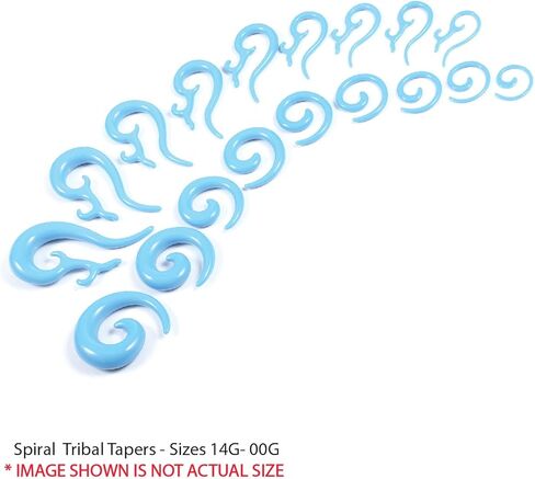طقم تمدد الأذن 54 قطعة من BodyJ4You - مقاييس المبتدئين 14G-00G - شماعات حلزونية من الأكريليك باللون الأزرق المائي بدون سدادات مضيئة حلقات على شكل حرف O - موسعات خفيفة الوزن للجنسين والرجال والنساء in Kuwait