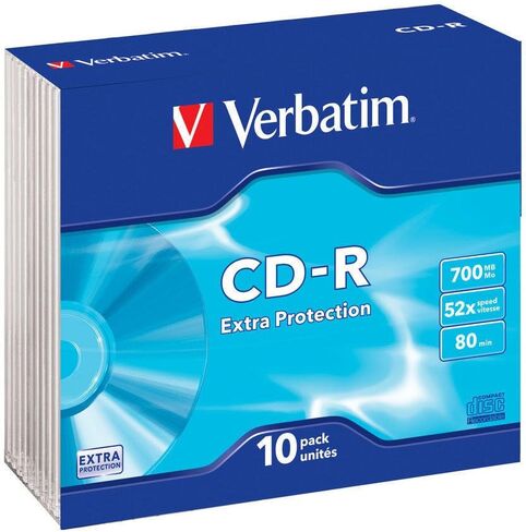 Verbatim CD-R80 حافظة رفيعة Pk 10 cdr أقراص قابلة للتسجيل 80 دقيقة وسائط فارغة in Saudi Arabia