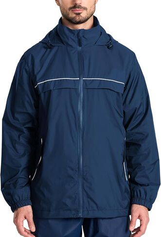 جاكيت المطر الرجالي من ZITY مقاوم للماء معطف واق من المطر خفيف الوزن بغطاء للرأس مناسب للجولف وصيد الأسماك والمشي لمسافات طويلة وركوب الدراجات in Kuwait