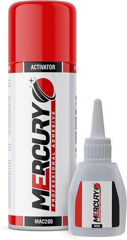 Mercury CA Glue with Activator (2 x 1.7 oz - 2 x 6.7 fl oz) Instant CA Glue for Woodworking, Cyanoacrylate Adhesive and Accelerator Spray - 2 Pack in Saudi Arabia