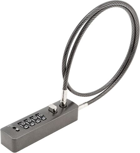 Cable Locks with Combination, 23-3/5 Inch Steel Cable Rope Lock 4-Digit Combination Lock with Resettable Code for Bikes, Small Fences, File Cabinets, Wardrobes, Refrigerator Doors (Black) in Saudi Arabia