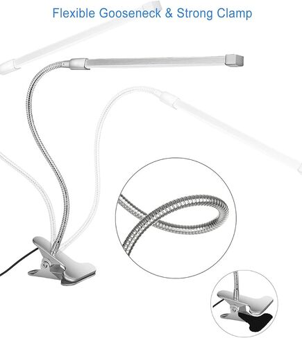 Clip On Light Small Desk Lamp with Clamp 3 Color Modes 10 Brightness Dimmable Reading Light Gooseneck Lamp for Nail Office Bed Headboard Workbench Music Stand College Dorm Room Easel Light(Black) in Saudi Arabia