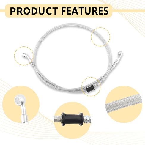 43.31" Length Motorcycle Hydraulic Brake Line,Stainless Steel Braided Hose,Universal 0.39"/10mm Joint ID Motorcycle Hydraulic Brake Hose for Motorcycle Bicycle ATV in Saudi Arabia