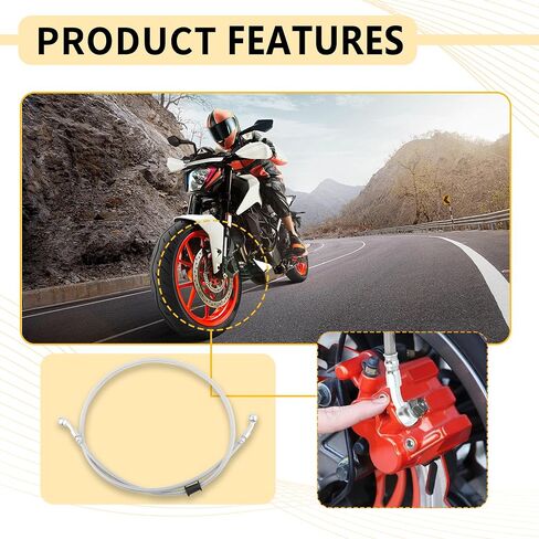 43.31" Length Motorcycle Hydraulic Brake Line,Stainless Steel Braided Hose,Universal 0.39"/10mm Joint ID Motorcycle Hydraulic Brake Hose for Motorcycle Bicycle ATV in Saudi Arabia