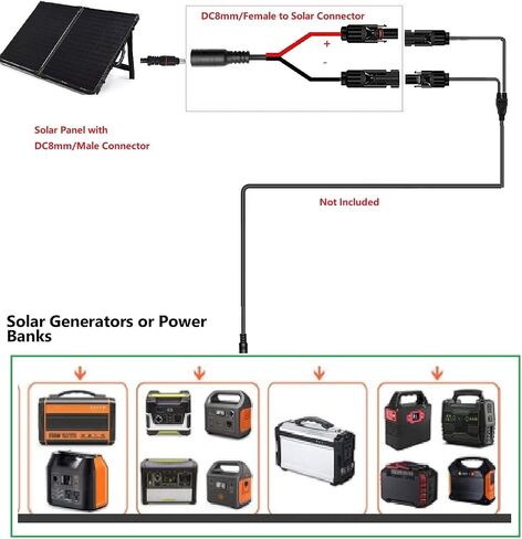 SolarEnz DC 8 مم أنثى محول كابل محول موصل الطاقة الشمسية مثالي متوافق مع لوحة الطاقة الشمسية المحمولة 100 وات in Kuwait