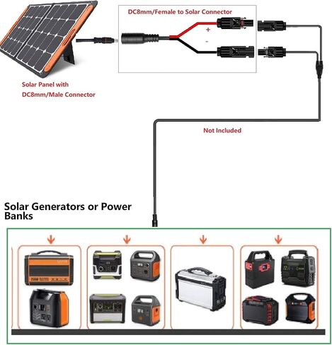 SolarEnz DC 8 مم أنثى محول كابل محول موصل الطاقة الشمسية مثالي متوافق مع لوحة الطاقة الشمسية المحمولة 100 وات in Kuwait
