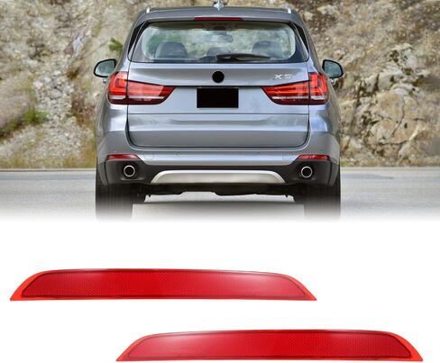 عاكس المصد الخلفي 63147290091 + 63147290092 حافة حمراء يسار يمين متوافقة مع BMW F15 X5 2014-2017 in Saudi Arabia