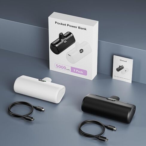 شاحن محمول صغير الحجم لهاتف iPhone 15,5000mAh 20W PD USB C للشحن السريع، شاشة LCD، حزمة بطارية صغيرة متوافقة مع iPhone 15/15 plus/15 pro/15 pro Max، Samsung S23/24 Series إلخ in Kuwait