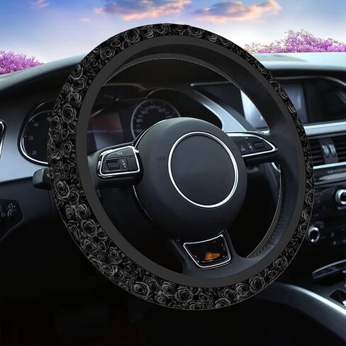 Swono Cow Skin Universal Neoprene Steering Wheel Cover Australian Cow Skin Brown 15 Inch Steering Wheel Covers, Printed Steering Wheel Elastic Protection for Women and Girls in Saudi Arabia