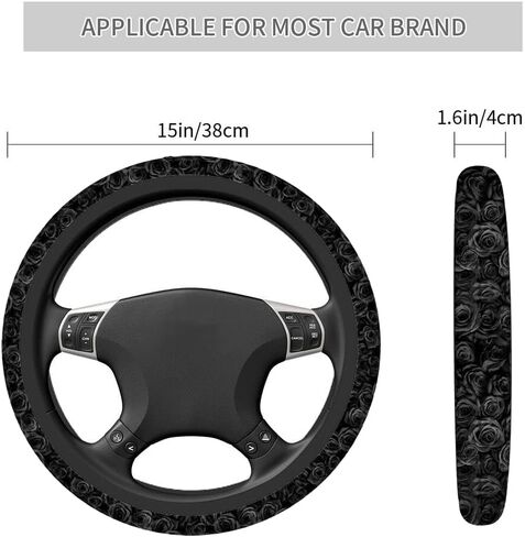 Swono Cow Skin Universal Neoprene Steering Wheel Cover Australian Cow Skin Brown 15 Inch Steering Wheel Covers, Printed Steering Wheel Elastic Protection for Women and Girls in Saudi Arabia