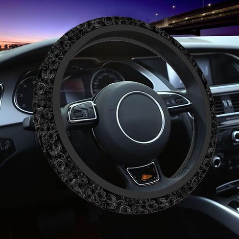 Swono Cow Skin Universal Neoprene Steering Wheel Cover Australian Cow Skin Brown 15 Inch Steering Wheel Covers, Printed Steering Wheel Elastic Protection for Women and Girls in Saudi Arabia