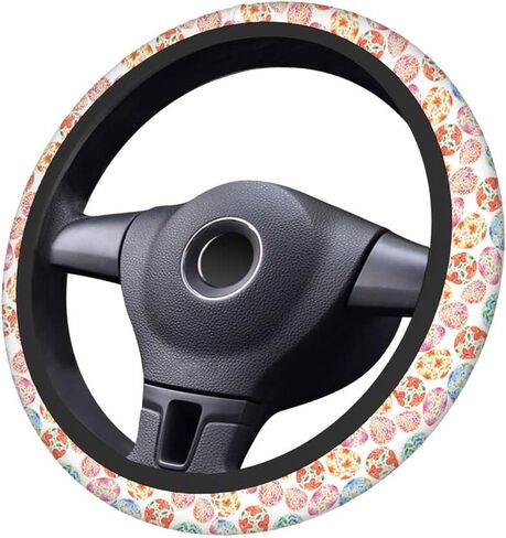 Swono Cow Skin Universal Neoprene Steering Wheel Cover Australian Cow Skin Brown 15 Inch Steering Wheel Covers, Printed Steering Wheel Elastic Protection for Women and Girls in Kuwait