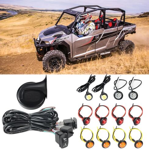 طقم قرن UTV ATV ومجموعة إشارة الانعطاف مع مفتاح هزاز لدراجة Polaris RZR Ranger Honda Pioneer SXS Dirt Bike Turbo Can-Am Kawasaki Golf Cart Dune Buggy 4x4 Project Motorcycle... in Kuwait