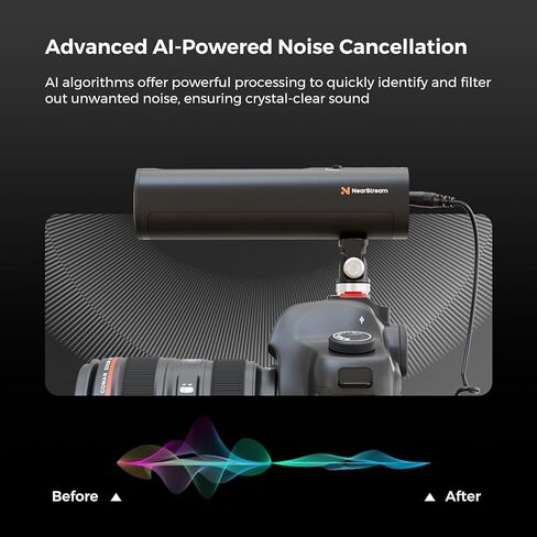 ميكروفون شوتجن للكاميرا مع حامل حذاء بارد، ميكروفون كاميرا احترافي مع 8 ميكروفونات لإلغاء الضوضاء/3 أنماط قطبية/تحكم في مستوى الصوت/بطارية 12 ساعة/شاشة صوت، ميكروفون بودكاست لكاميرات DSLR والكمبيوتر الشخصي in Kuwait