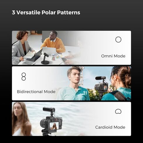 ميكروفون شوتجن للكاميرا مع حامل حذاء بارد، ميكروفون كاميرا احترافي مع 8 ميكروفونات لإلغاء الضوضاء/3 أنماط قطبية/تحكم في مستوى الصوت/بطارية 12 ساعة/شاشة صوت، ميكروفون بودكاست لكاميرات DSLR والكمبيوتر الشخصي in Kuwait