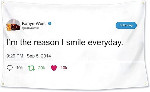 علم LAECCO Kanye West Rapper Tweet Flag 3x5، أنا السبب في أنني أبتسم كل يوم، الحفلات، هدية in Kuwait