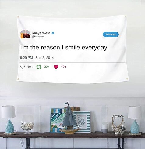 علم LAECCO Kanye West Rapper Tweet Flag 3x5، أنا السبب في أنني أبتسم كل يوم، الحفلات، هدية in Kuwait