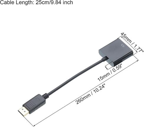 منفذ عرض MECCANIXITY (DP) إلى محول VGA صندوق كابل فيديو ABS خارجي عالي الدقة جهاز VGA أسود للتلفزيون والشاشة وجهاز العرض والوسادة، حزمة من 2 in Saudi Arabia