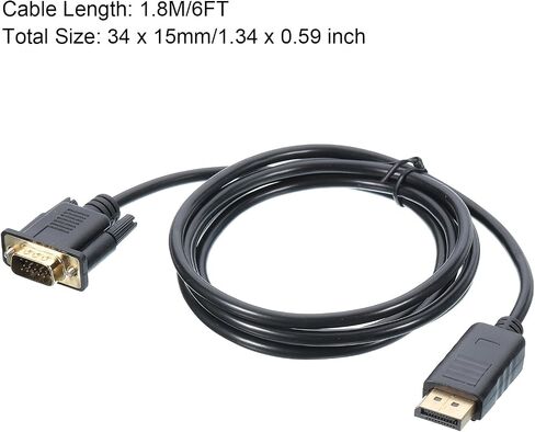 MECCANIXITY Display Port (DP) to VGA Cable 6FT Video Cable External 1080P HD VGA Device Support Computers for Projectors, Monitor, Extended Desktop in Saudi Arabia
